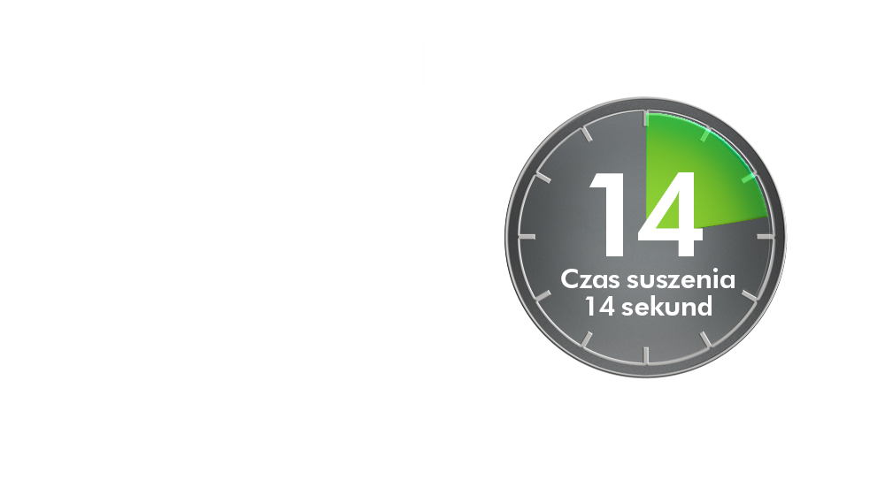 Suszarka do rąk Dyson Airblade Tap suszy dłonie w 12 sekund.